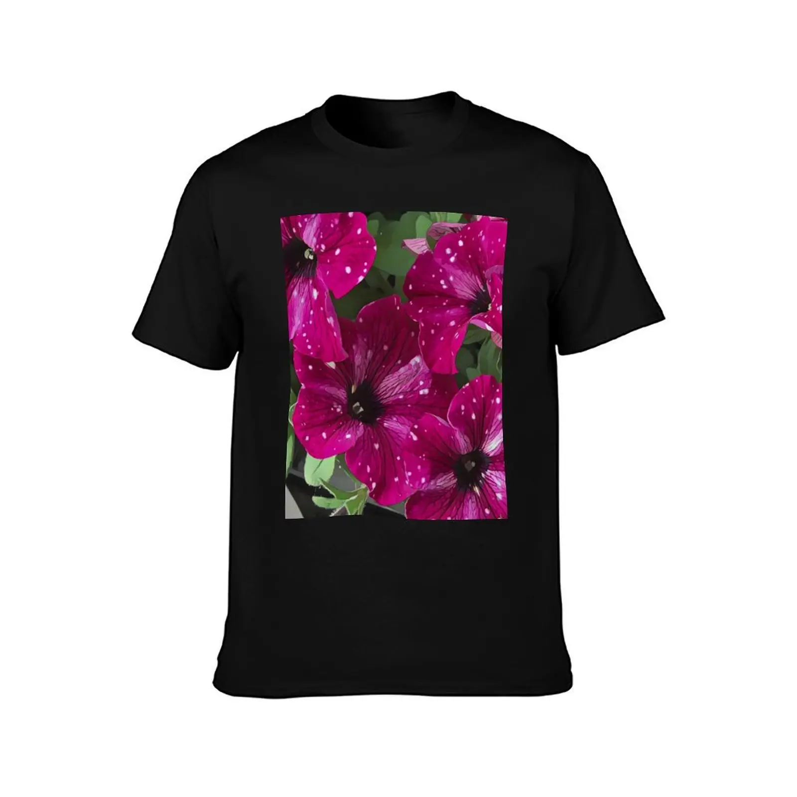 Starry Petunia – Speckled Floral Art by Petalography T-Shirt Summer Casual Cotton Tee Oversized Streetwear Tops 100% Cotton