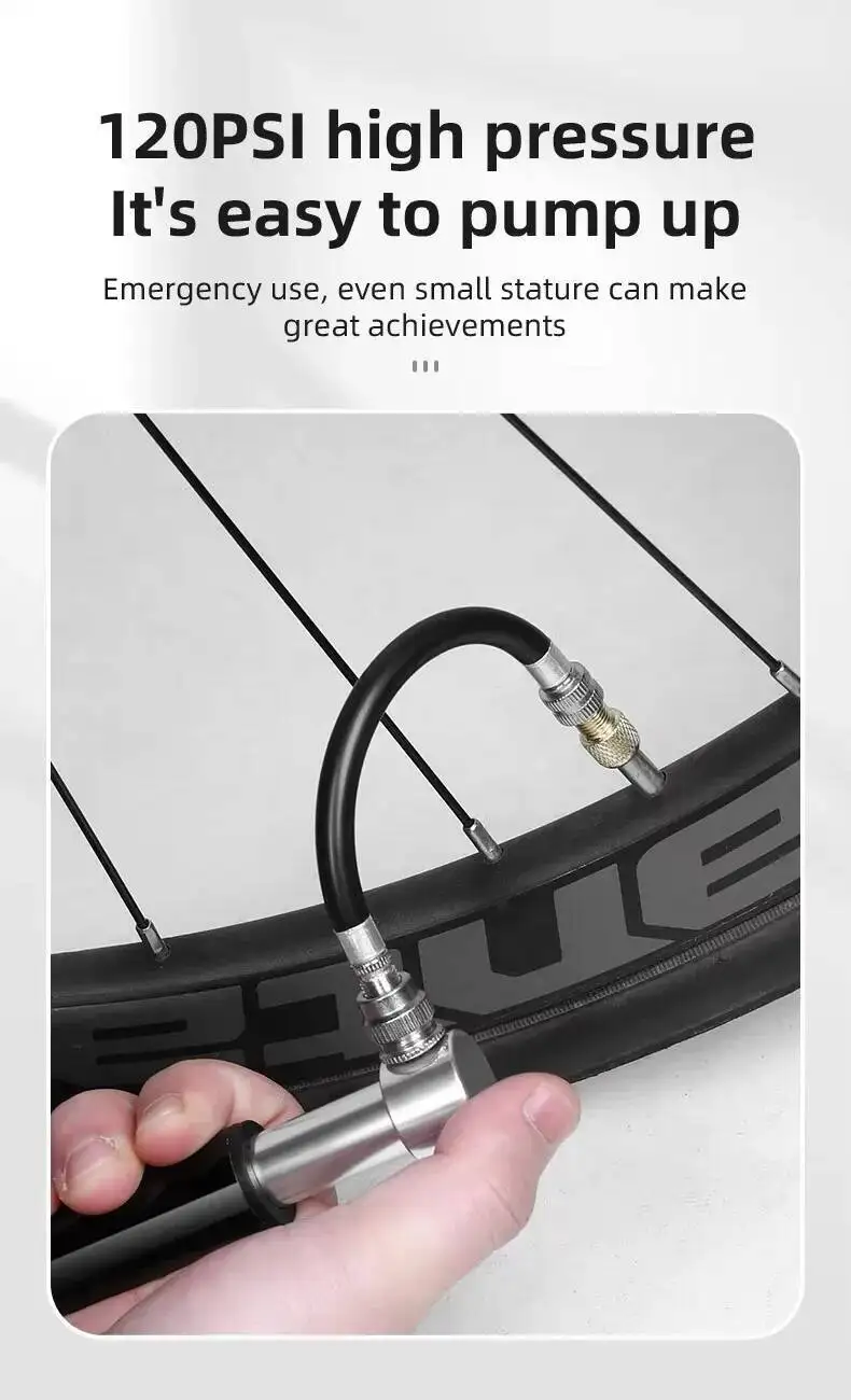 ESLNF Manuelle Mini-Tragbare Fahrradluftpumpe aus Aluminiumlegierung für Fahrrad, Basketball, Fußball, Fahrradpumpe – Detail 5
