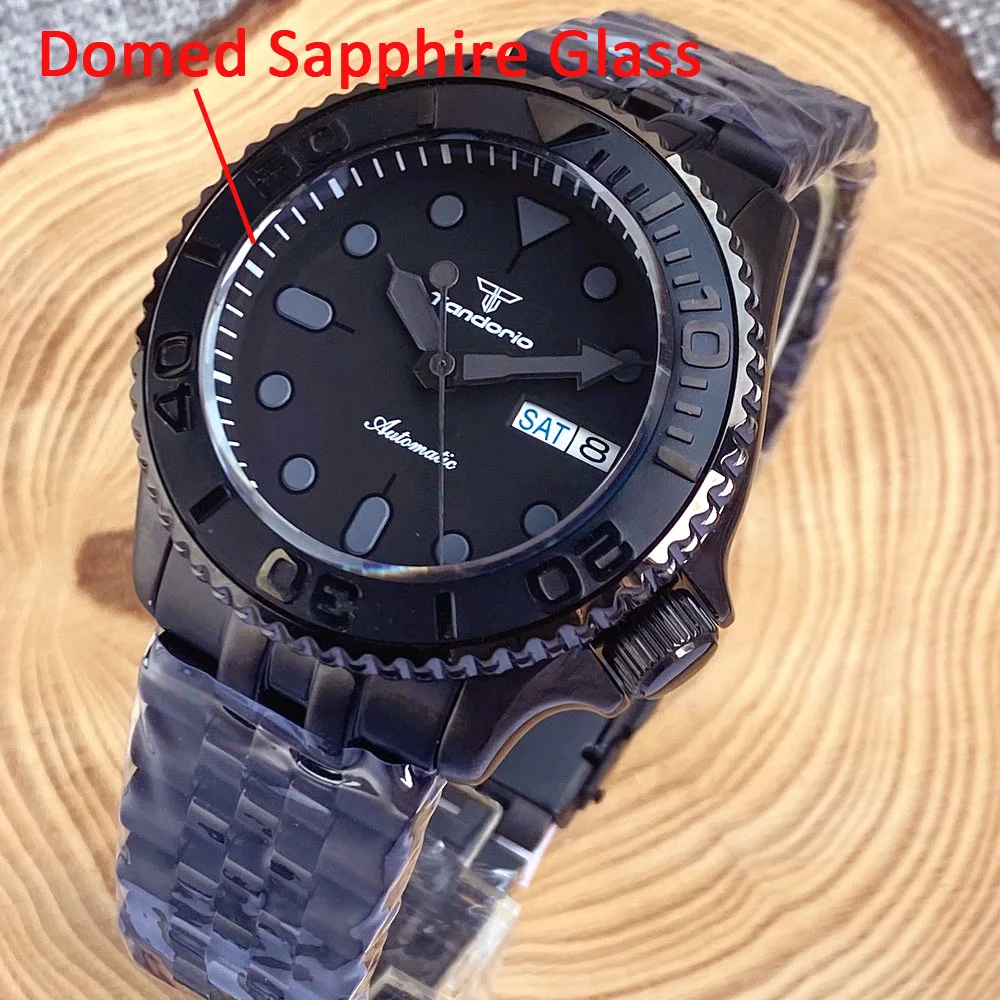 Black SKX Mod NH36 Mechanical Watch Men SUB Black Dial Domed Sapphire Glass 20bar Waterproof 120 clicks Bezel Dive Clock 3.8