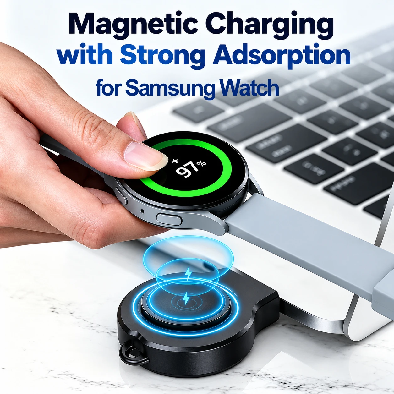 Tablike Magnetic Watch Charger for Samsung Watch Ultra 9/8/7/6/5 USB A/Type C Watch Charger Dock for Galaxy Watch 4/3