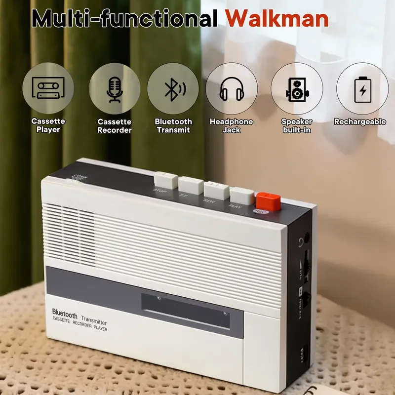 Cassette Player - Walkman - Built-in recording function for retro-style playback