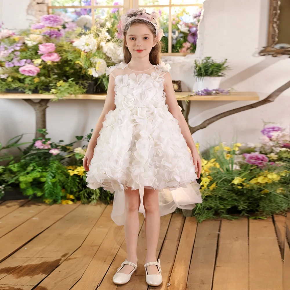 Nouvelle Robe de Cérémonie pour Filles, Robe de Princesse à Fleurs pour Anniversaire, Tenue de Fête 