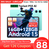 【New】 Teclast P50AI 11 inch 90Hz Android tablet PC 15 AI OS (6GB + 10GB expansion) 16GB RAM 128GB LPDDR5 7000mAh AllWinner A733-AI octa-core 1280x800 Wifi-6 BT 5.4