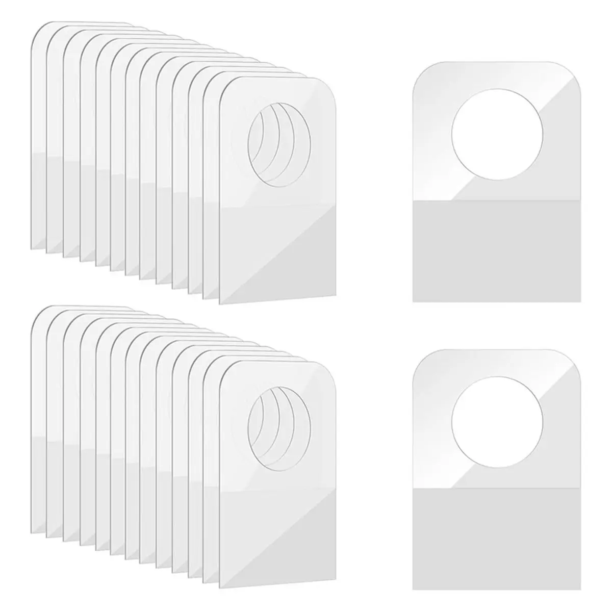 500 Pcs Hang Tags 1.3x0.9 Inch Hang Tabs Round Hole Hanging Tabs Retail Self Adhesive Hang Tags Clear Plastic Hanging