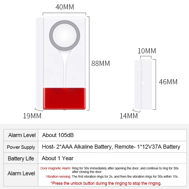 EZHEN Sound & Light Window Door Alarm with Remote Wireless Magnetic Sensor Anti-thief Alarm Window Door Sensor Home Security