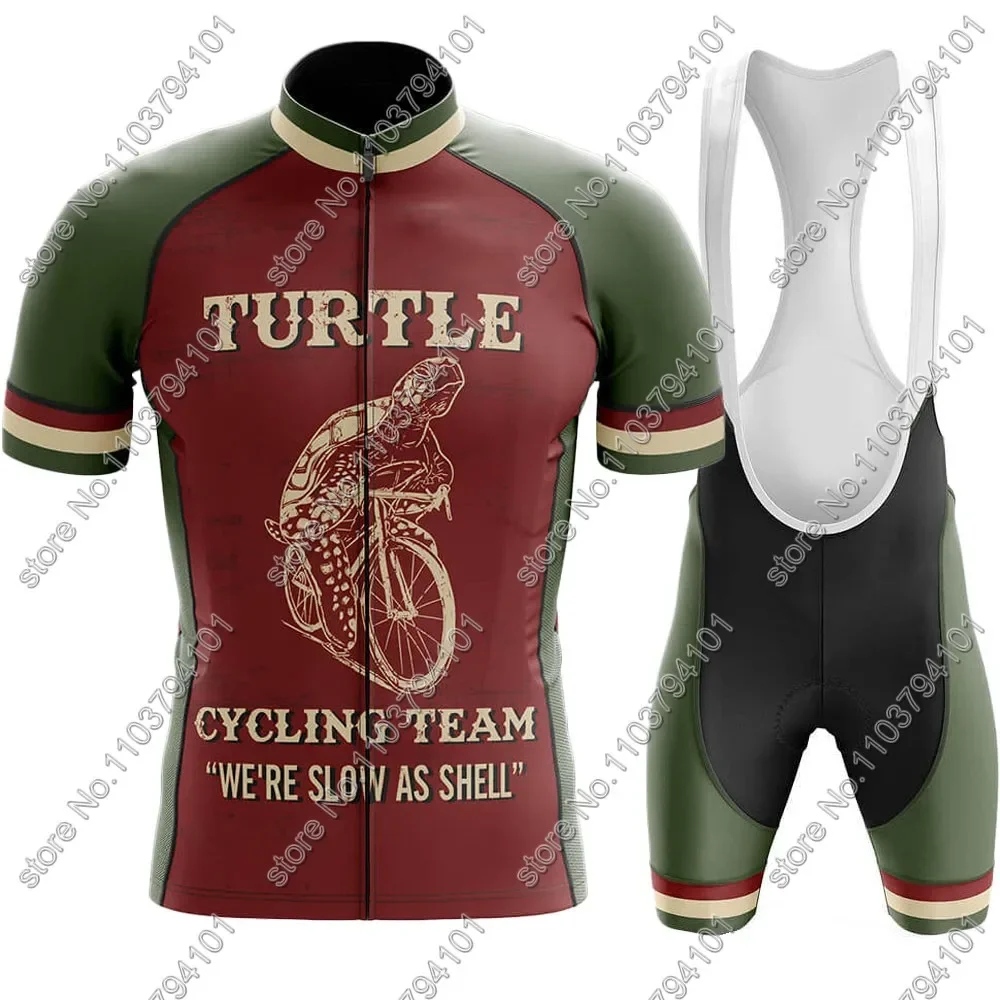 2025 Slow-As-Shell Cycling Jersey Set Turtle Bicycle Clothing Summer Road Bike Shirts Suit Bicycle Bib Shorts MTB Ropa Maillot