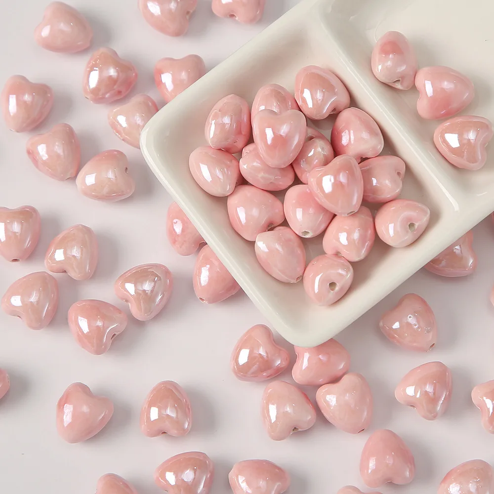 10PCS Dopamine Ceramic Beads For Jewelry Making Bright Love Beads Necklace Bracelet Craft DIY Supplies