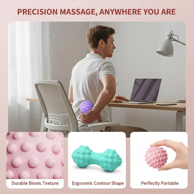 Faszien-Massageball mit Erhöhten Punkten, Yoga-Übungsball für Taille, Rücken, Fuß, Muskelentspannung, Haltungskorrektur, Fitness-Tool – Detail 9