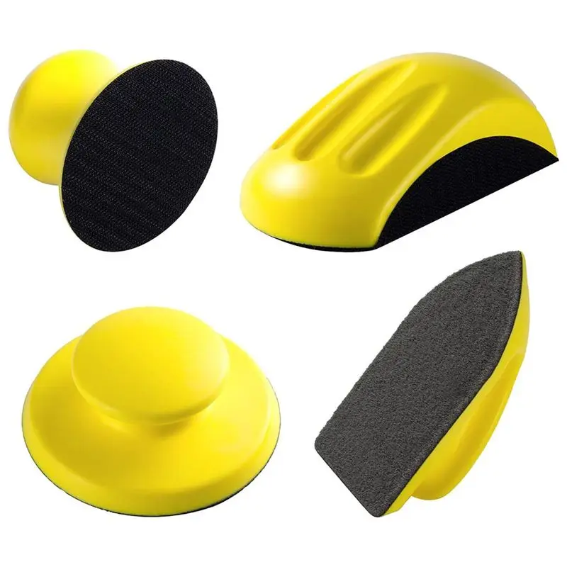 Y42A-4PCS Hook And Loop Sanding Block Included Cleaning Brush 5 Inch Round And Mouse Sanding Block Meant For Wood Furniture