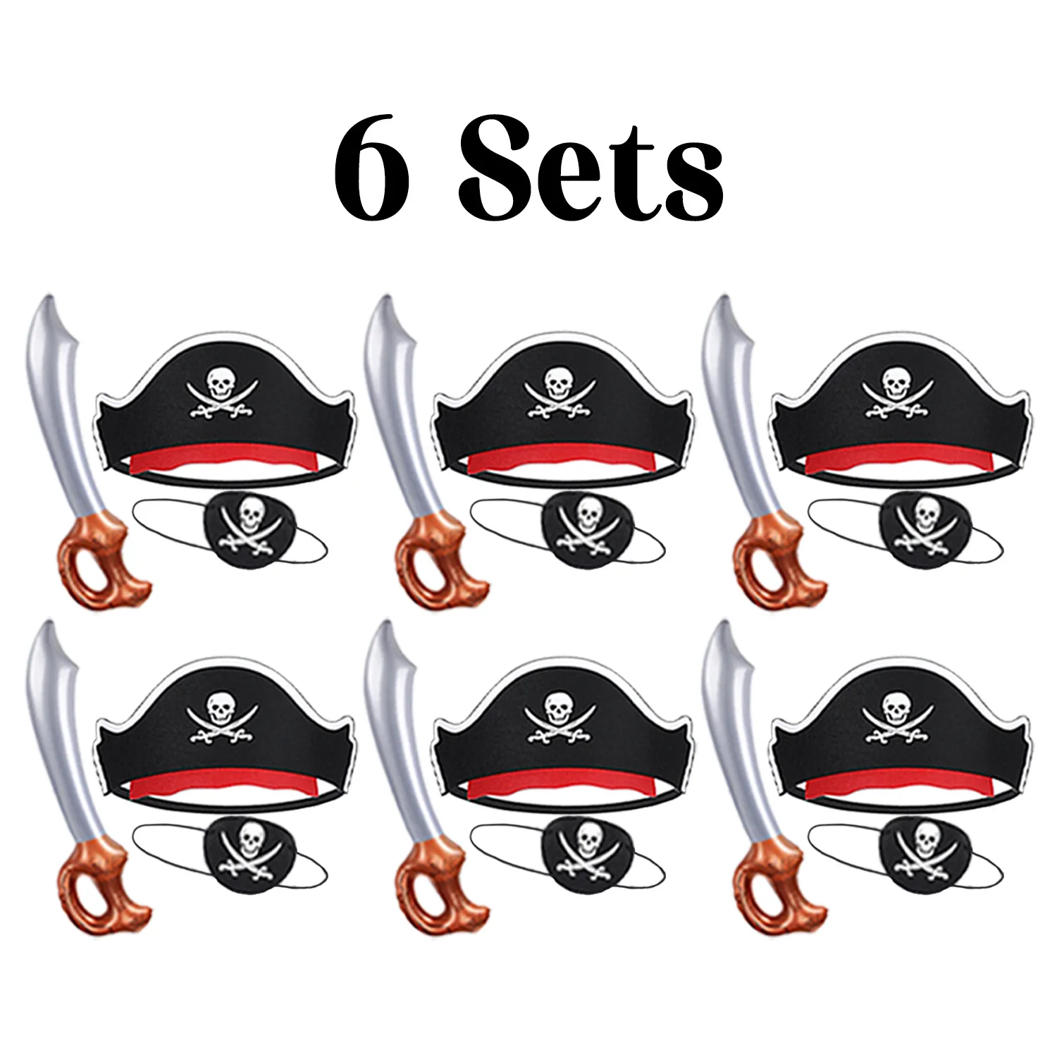 Kit Accessoires Pirate Complet – Turban, Ceinture, Cache-Œil, Épée – Déguisement Homme Femme – Soirée Thème Halloween