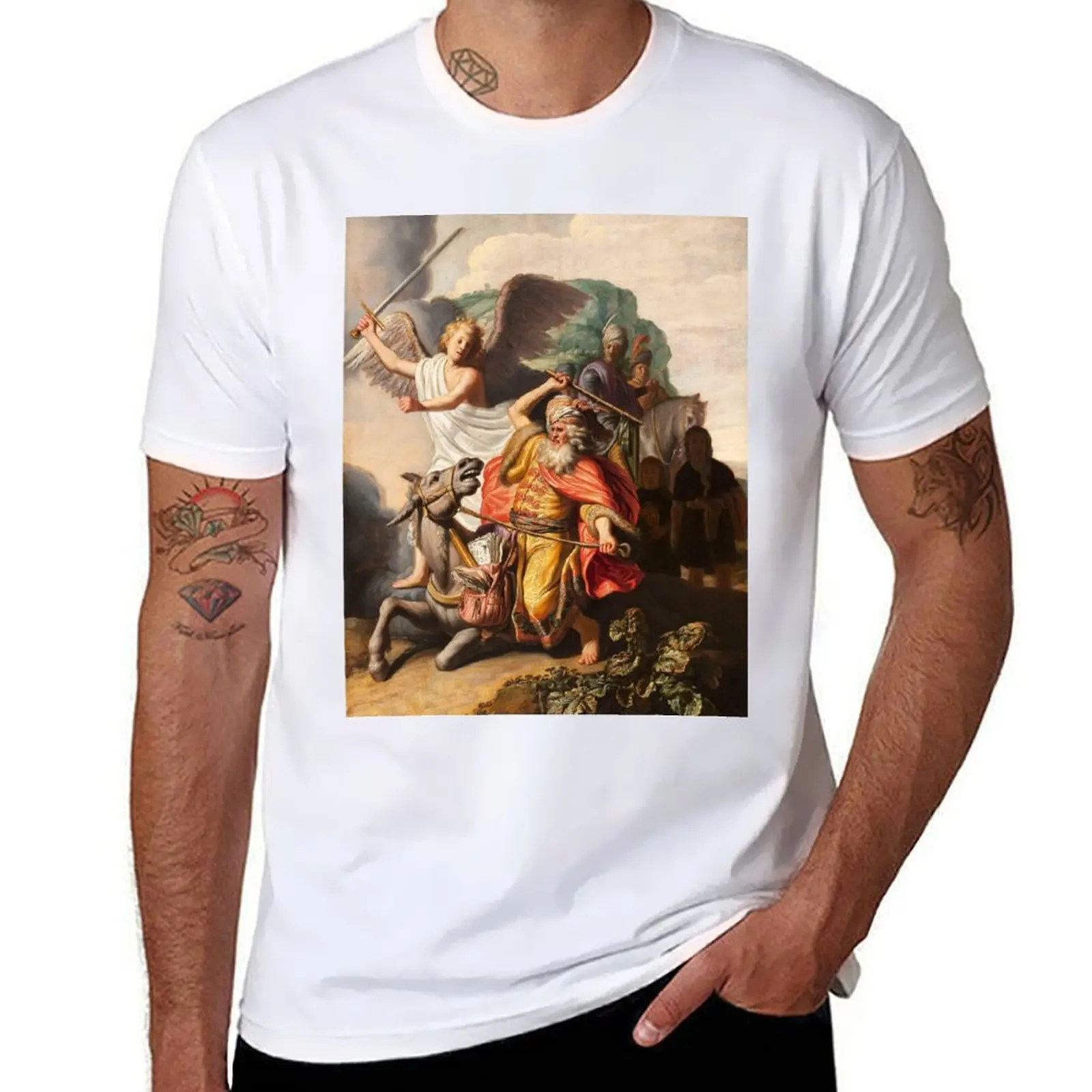 Camiseta de algodón Rembrandt para hombre (1626) y la camiseta gráfica Camisa Balaam Camisas de burro camiseta hombre hombre - casual hombre