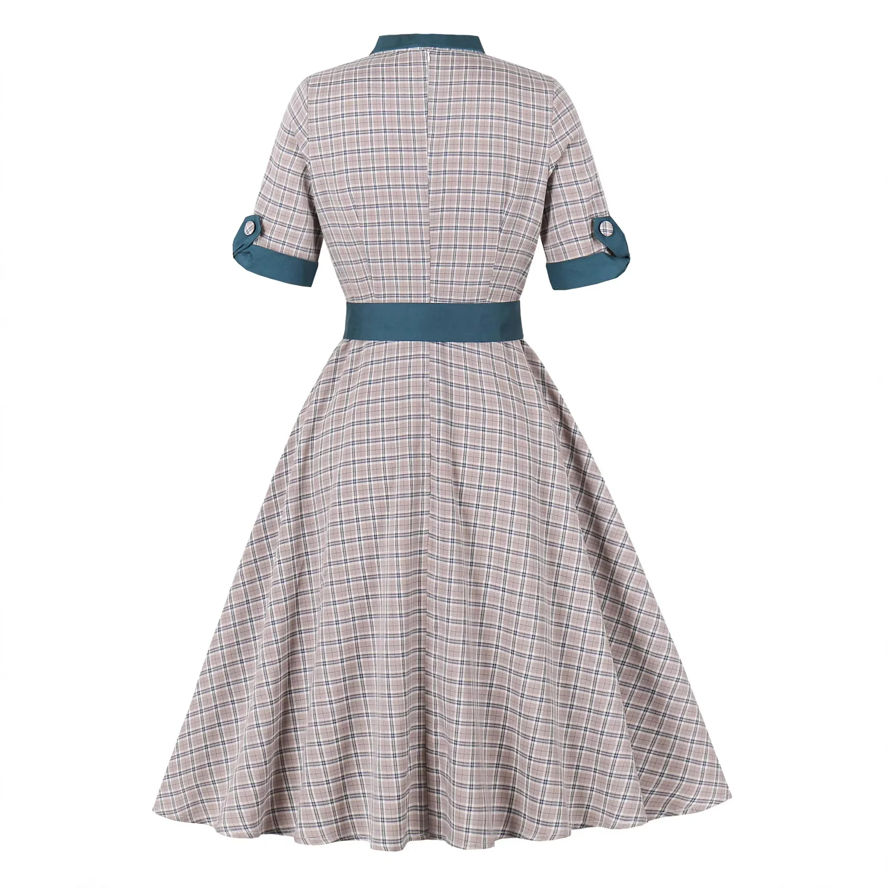 50년대 빈티지 플래드 버튼 프론트 타이넥 로카빌리 파 - Women'S Fashion Of The 50S 리뷰 및 가격