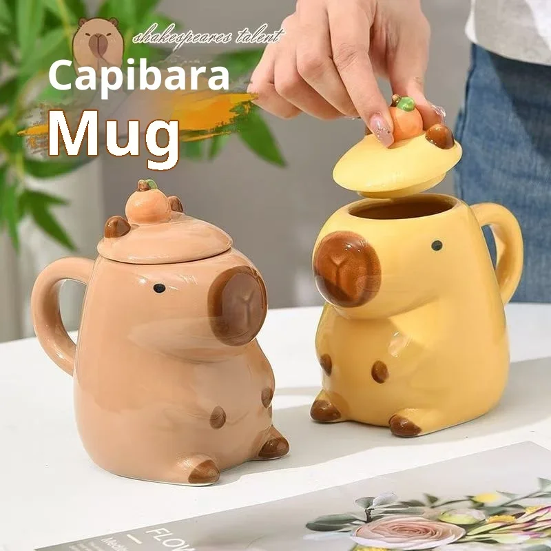 

for Office Home Use Kawaii Water Cup Drinking Gift for Christmas Birthday Cute Large Capacity Capybara Ceramic Mug Coffee Cup
