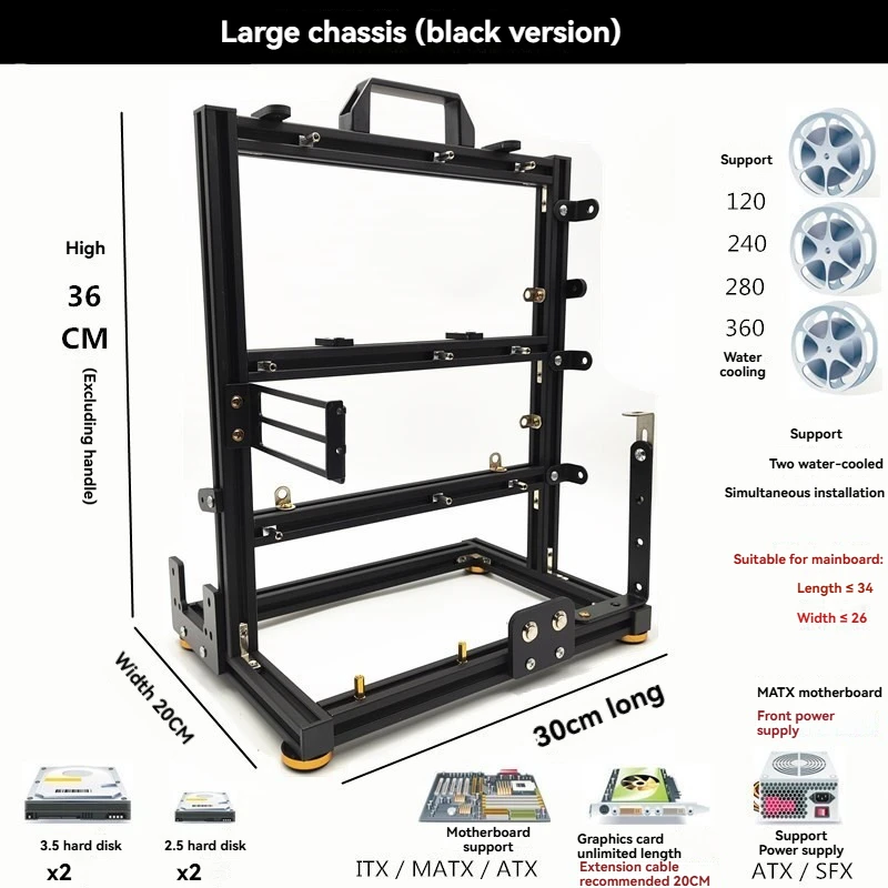 

Среднее шасси, открытая компьютерная стойка Matx, алюминиевая стойка Atx Creative Itx, настольная стойка для материнской платы, мини-охлаждение, сделай сам