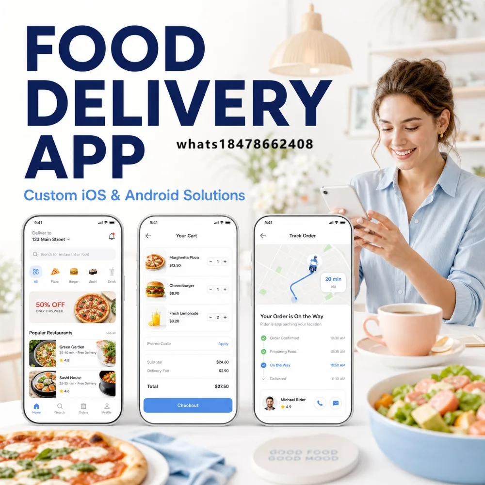 Custom Food Delivery Ordering App Development for IOS and Android with Restaurant Menu Payment and Real Time Tracking