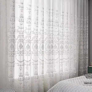 Sırf işlemeli Çiçek Vual Perdeler, beyaz perdeler, oturma odası ve yatak odası için En çok satılan 12 perde vual nakışı-no. 10