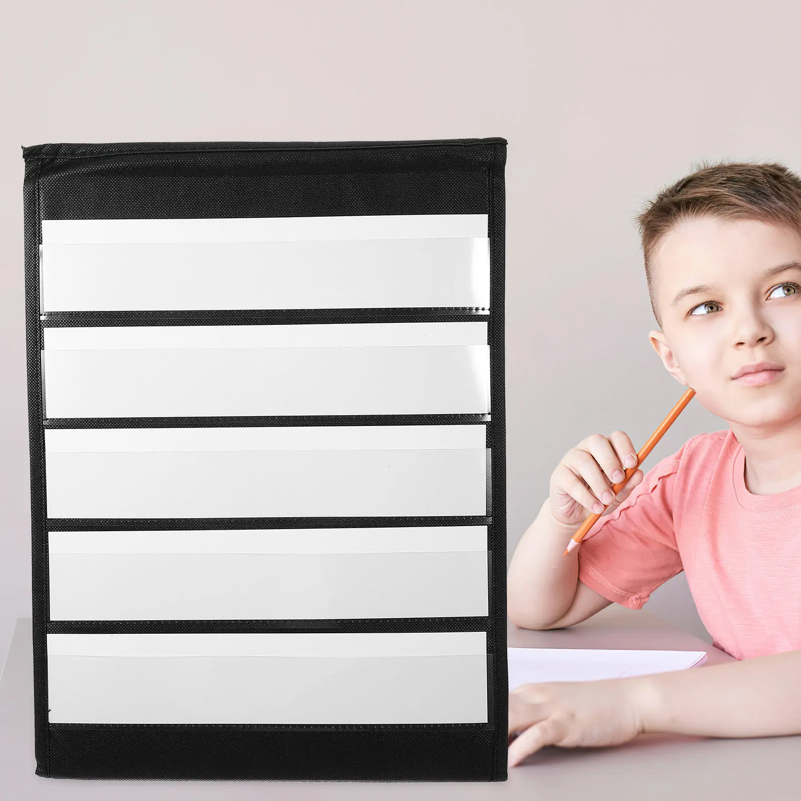 1Set Doublesided Tabletop Tent Pocket Chart Card Display Holder for Teacher Desk Classroom Organization Math Vocabulary Calendar