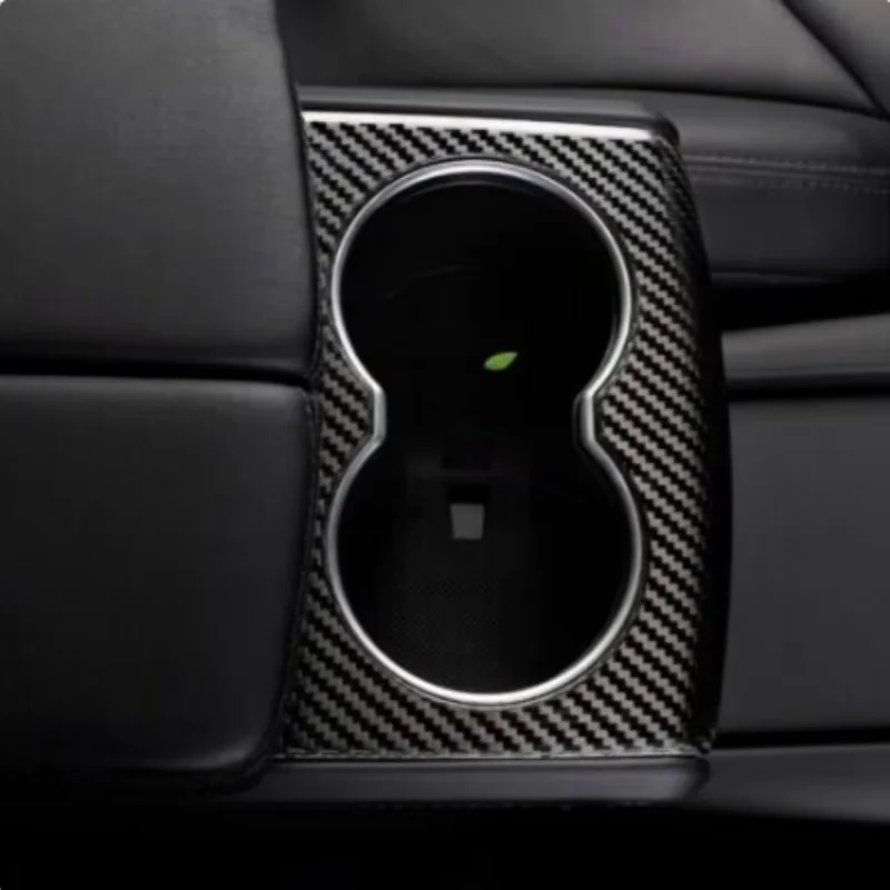 

For Tesla Model X/S 2019 - 2022 Front Water Cup Holder Decorative Frame Cover Sticker Accessories Carbon Fiber