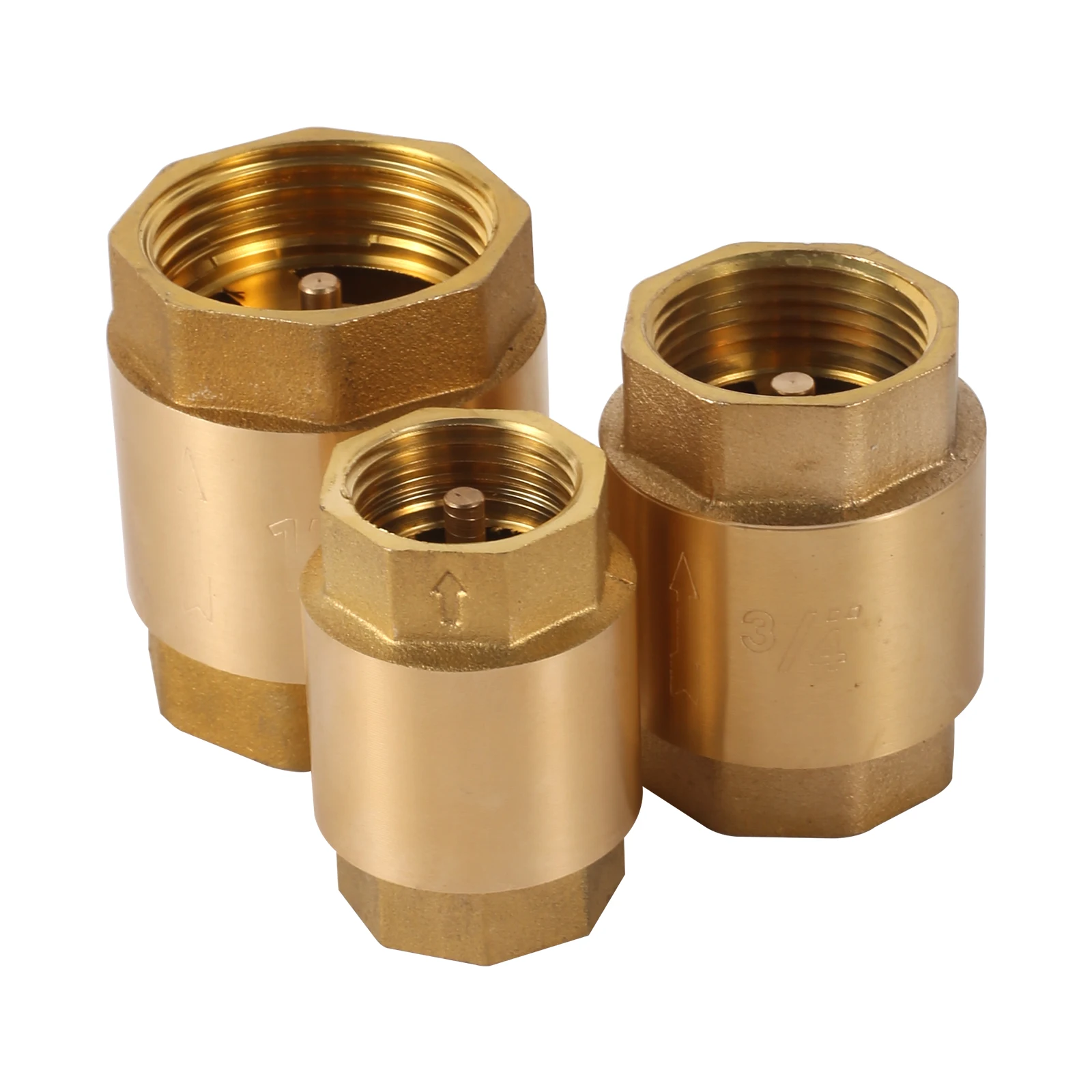 1Pc 1/2 3/41 Female Thread  Brass Female Thread In-Line Spring Check Valve One Way Non-Return For Agriculture Water Control