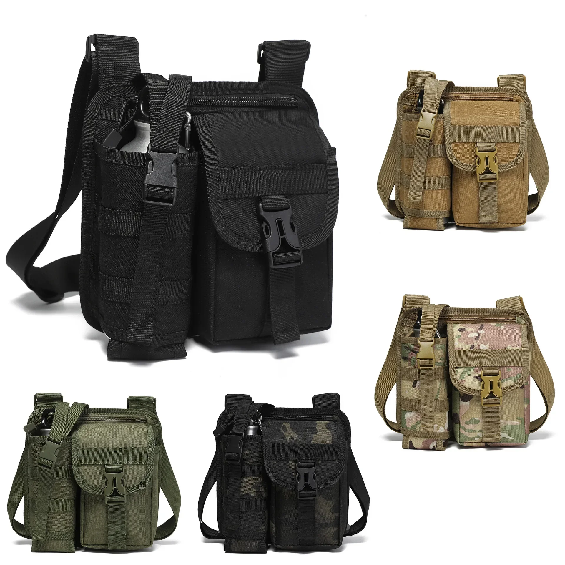 

‌Tactical Crossbody Bag Multi-Pocket Utility Shoulder Pack with Water Bottle Holder Durable Stylish for Outdoor EDC & Military