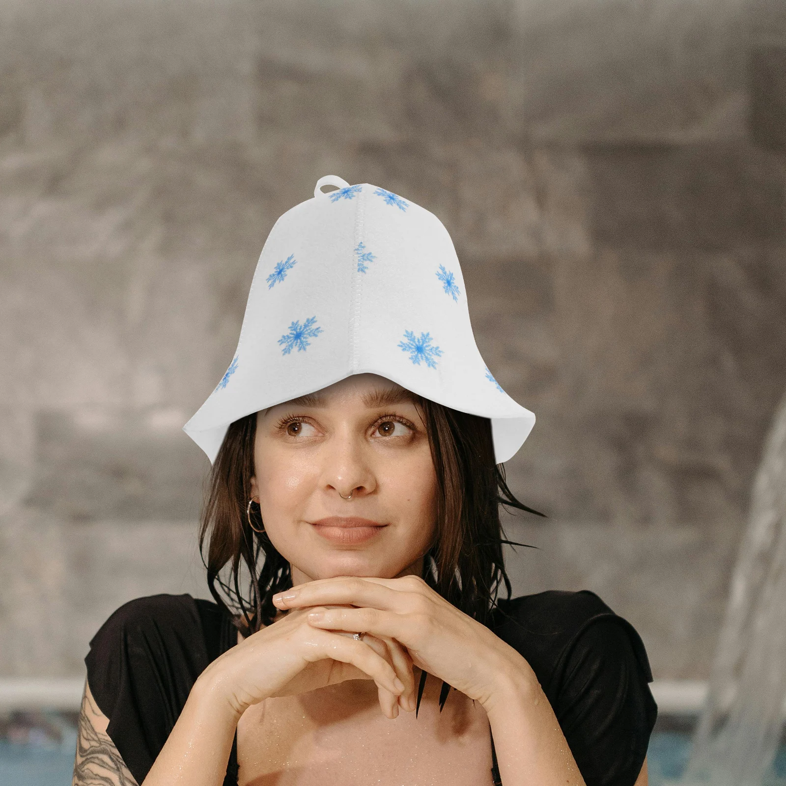 

Thickened Absorbent Sauna Hat 1PC Thermal Print Felt Hair Cap Steam Room Accessories Banya Shower Cap Spa Bath House Use