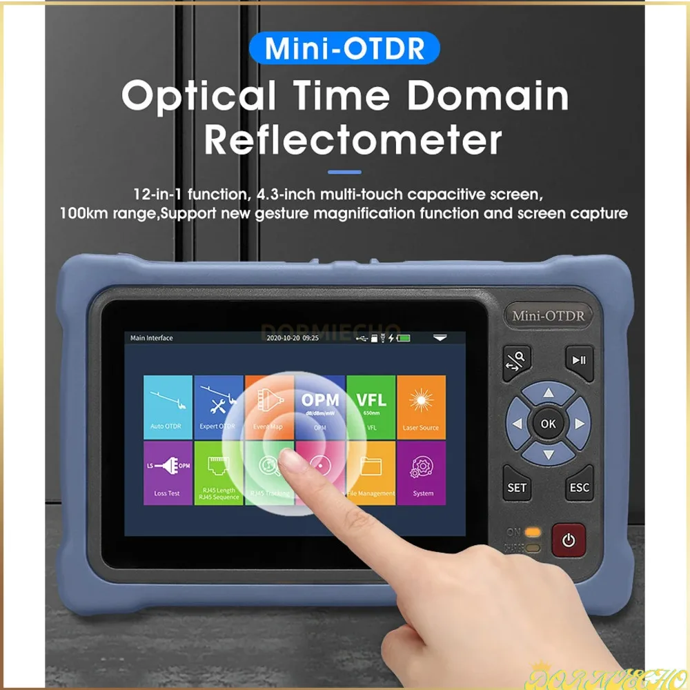 CL-800 12-In-1 100KM Mini OTDR 1310/1550nm 26/24dB riflettometro In fibra ottica Touch Screen VFL OLS OPM Tester per cavi Ethernet