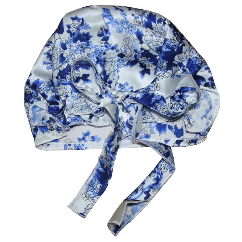 Birdtree, 100% Silk Bonnets, Women Bowtie Sleeping Night Cap, Pure Hair Wrap Beanie, For Curly Girl Headwrap A62908JF