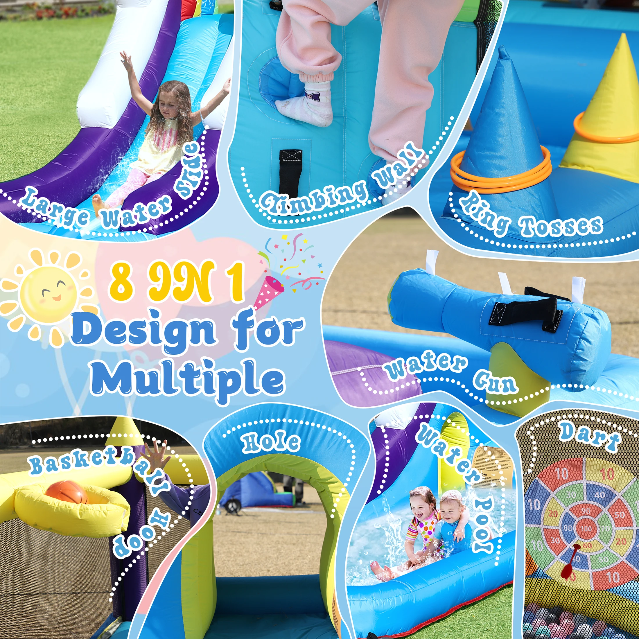 Casa gonfiabile per rimbalzo con scivolo d'acqua da 16 piedi con piscina antispruzzo per parco giochi commerciale per bambini in cortile