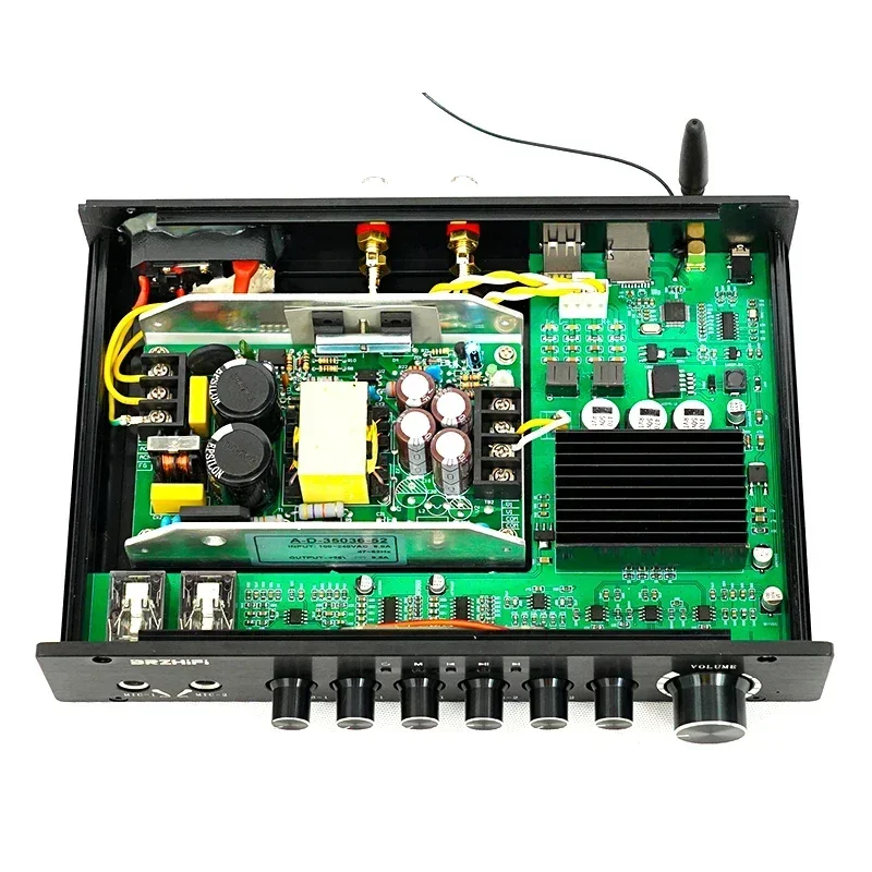 

TPA3255 300W*2 High-power Hifi Bluetooth 5.0 Home Karaoke KTV Class D Audio Amplifier Support Microphone USB TF Card FM Radio