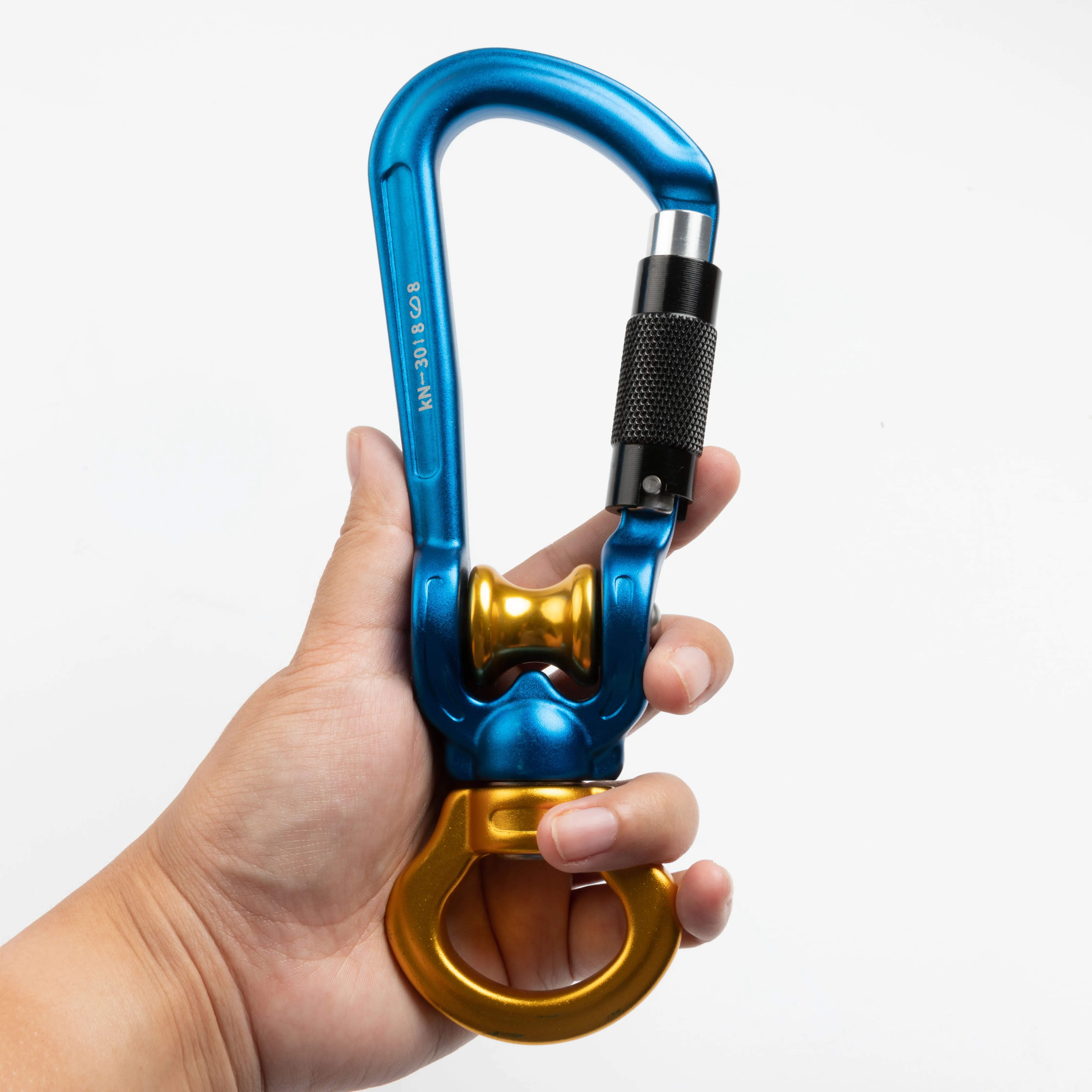 30KN Aluminum Screw Lock Swivel Carabiner Available in Stock