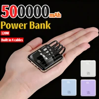 Nouveau 500000mAh Mini batterie externe intégré 4 câbles grande capacité charge Super rapide batterie externe pour IPhone Samsung 1