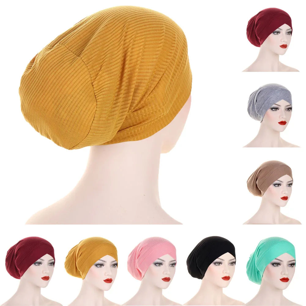 

New Women Muslim Inner Hat Underscarf Turban Hijab Ninja Cap Cancer Chemo Headscarf Beanies Bonnet Hair Loss Wrap Turbante Mujer