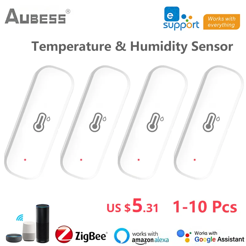 

EWelink Zigbee Temperature And Humidity Sensor Indoor Thermometer Hygrometer Real-time Monitoring Work With Alexa Google Home