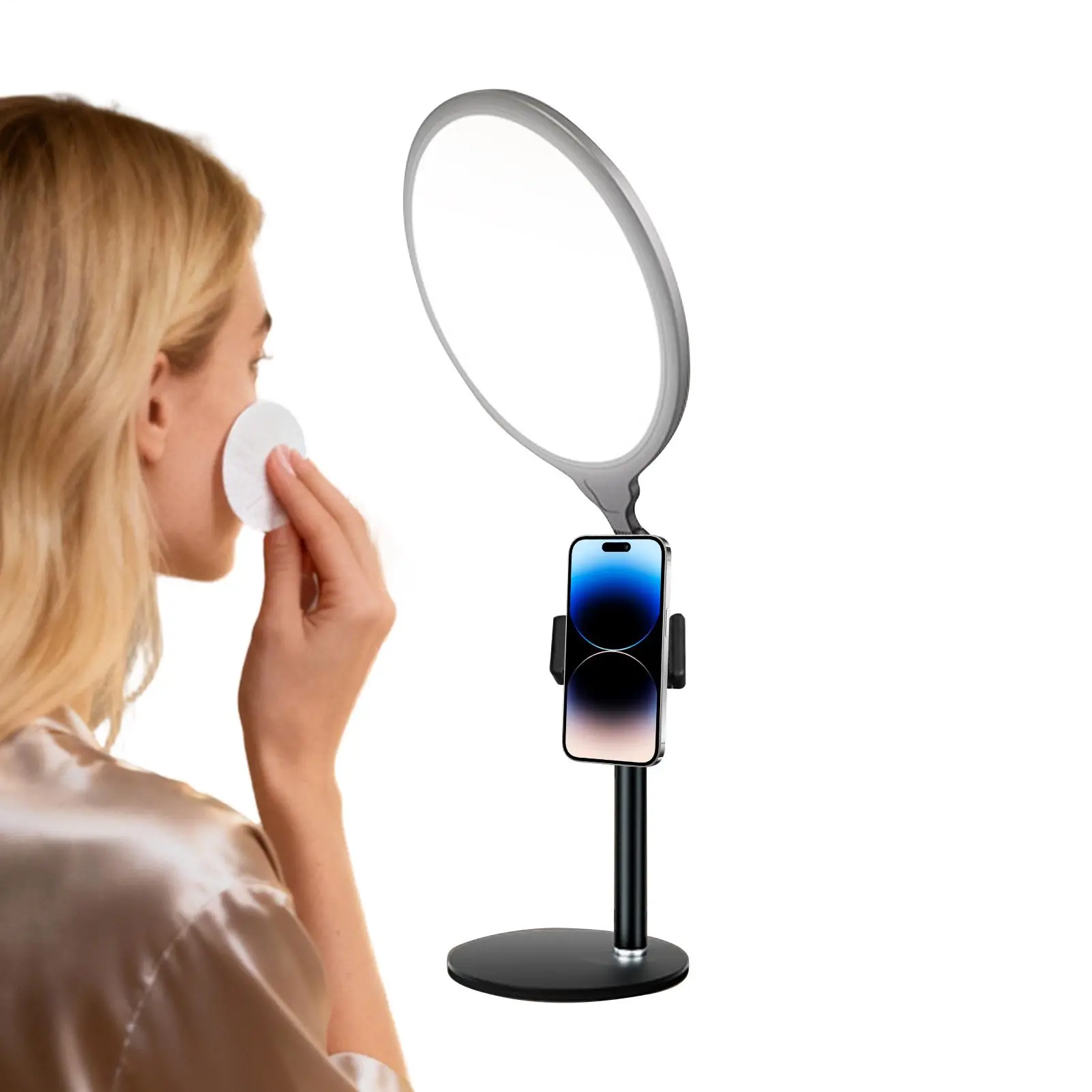 

14inch Full Screen Fill Light 2700-6500K Desk Ring Light Dimmable With Phone Holder Selfie LED Ring Light Stand For Vlog Makeup