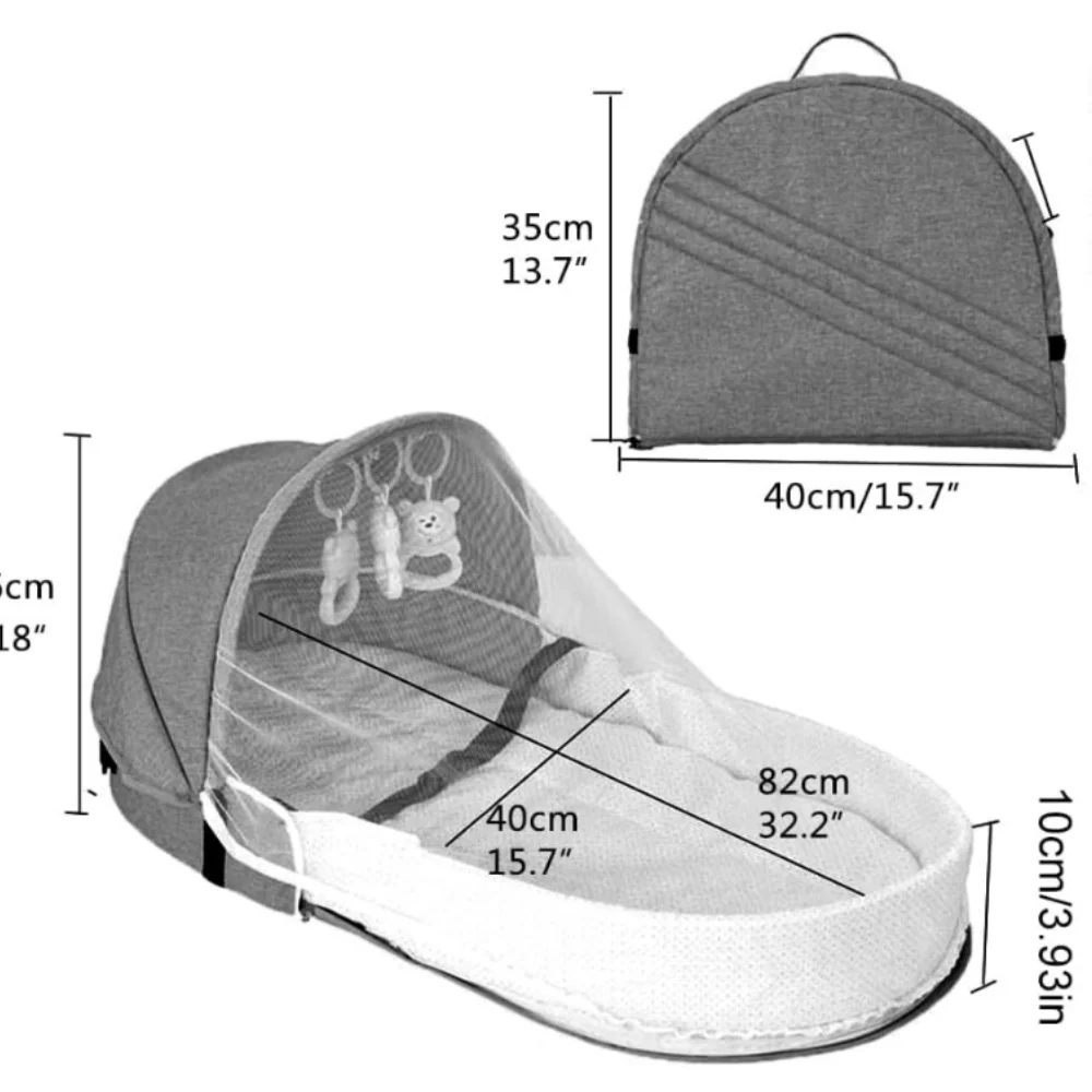متوفر في المخزون سرير سفر للأطفال مع شبكة خيمة أطفال قابلة للطي وقابلة للغسل وسرير سفر بيونيك ومهد قابل للتنفس