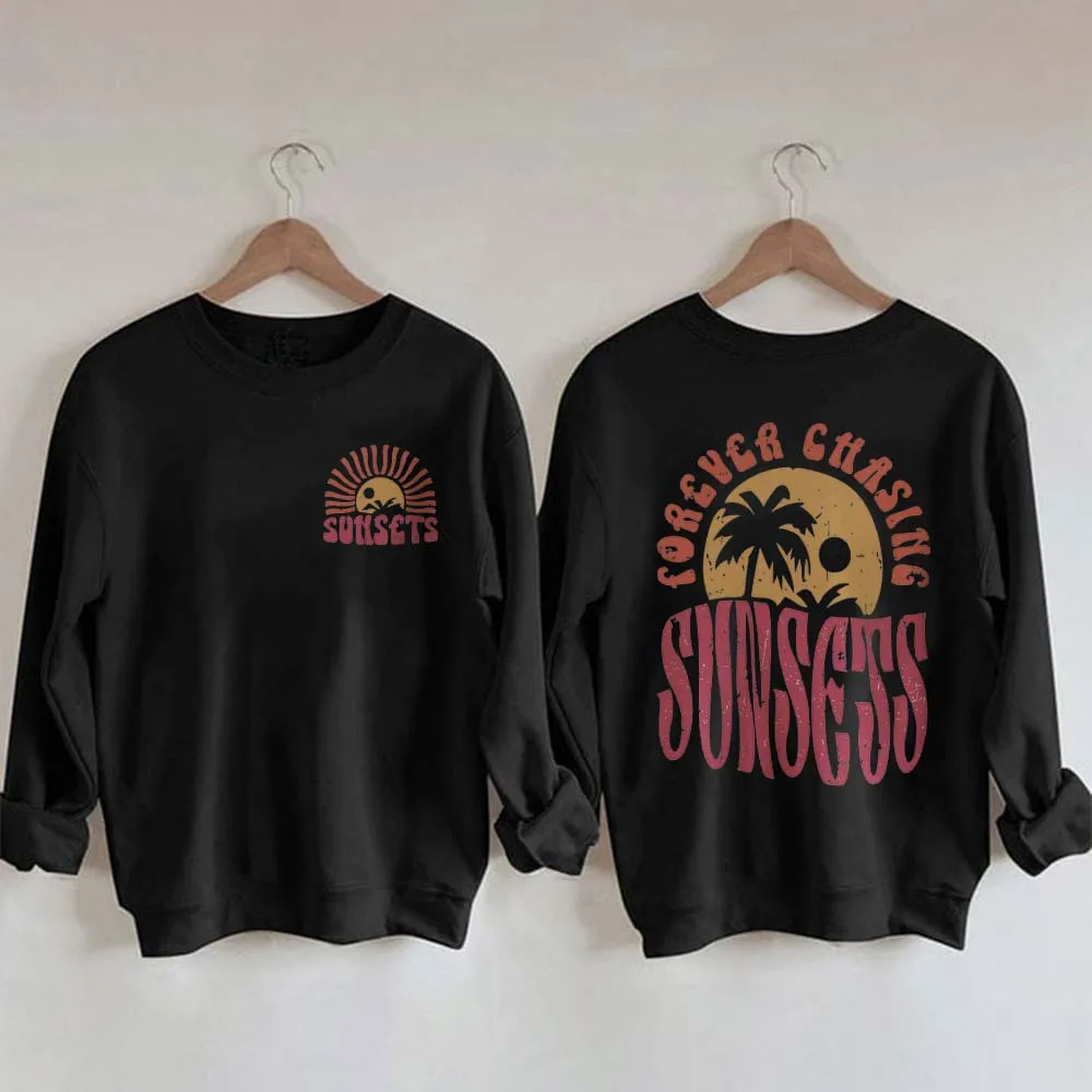 Imagem -06 - Camisola Casual Rheaclots para Mulheres Chasing Sunsets Print Forever