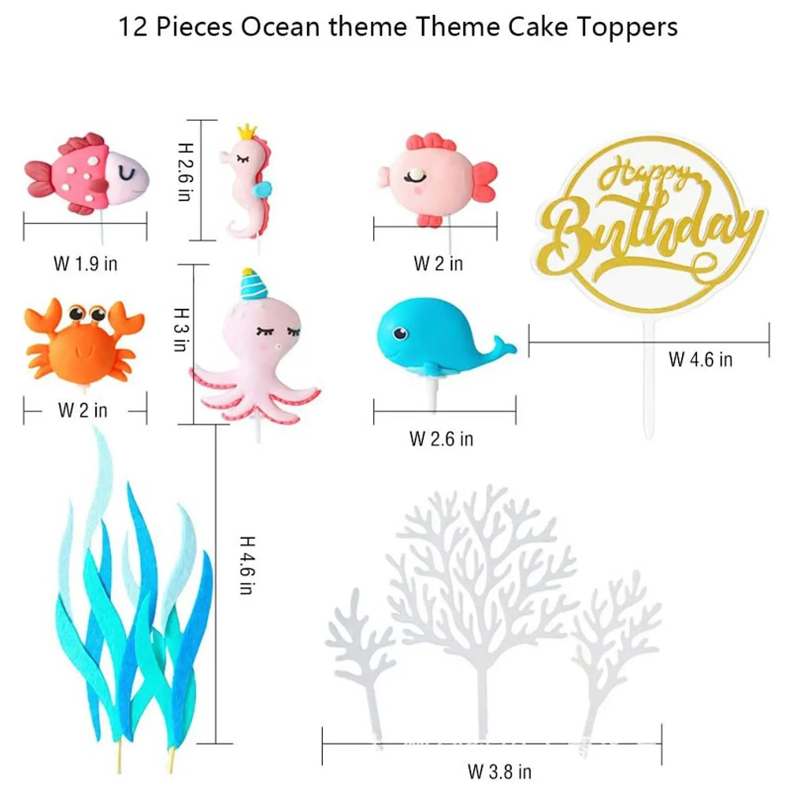 12x Топпер для морского торта с водорослями, многофункциональные украшения для торта на свадьбу, День святого Валентина, юбилей, декоративные