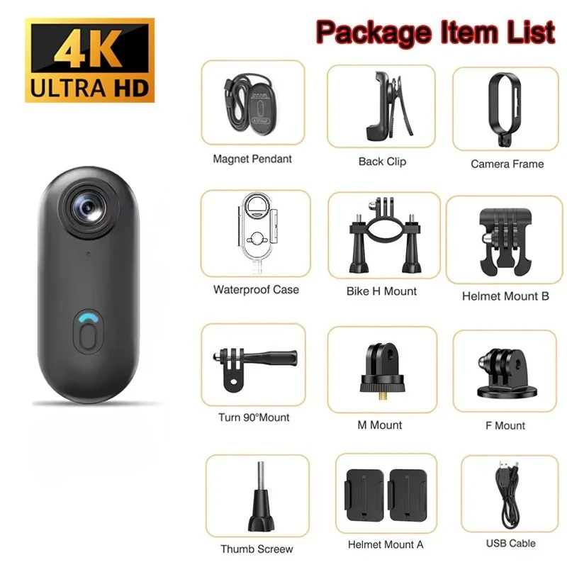 4K Mini Waterproof Camera with WiFi Wireless Portable Wearable Body Cam for Moto Bike Travel Helmet Outdoor Sports Vlog Shoots image 3