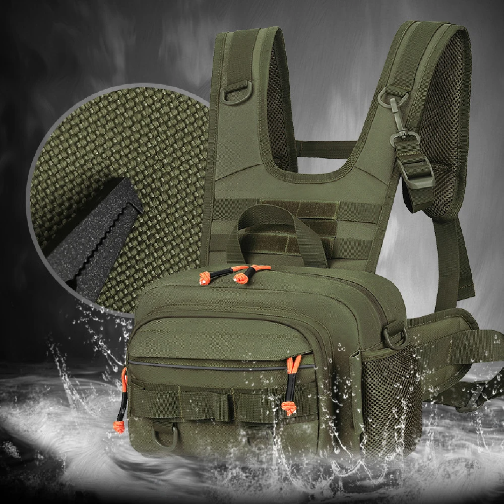 RGGMQQ 1 Stück Angel-Brusttasche, wasserdichte Fliegenfischertasche mit reflektierendem Design für Herren und Damen, ideal für Outdoor-Aktivitäten wie Jagd und Wandern. – Detail 10