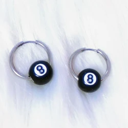 Goth Billard Black-8 Hoop Earrings Grunge Jewelry Charms Billard Earrings for Women Korean Fashion Accessories Punk Hip Hop