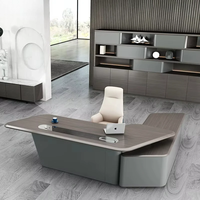 

Modern Style Convertible Wooden Office Desk High-Tech Executive Manager Table For CEO Office Elegant Furniture Design