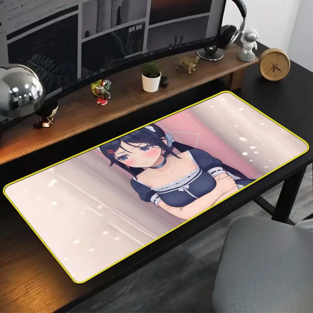 Cool Miside Mita Mouse Pad 90x40cm Yellow Colorful Lock Edge Pure Natural Rubber Desktop Anti slip Large Mouse Pad