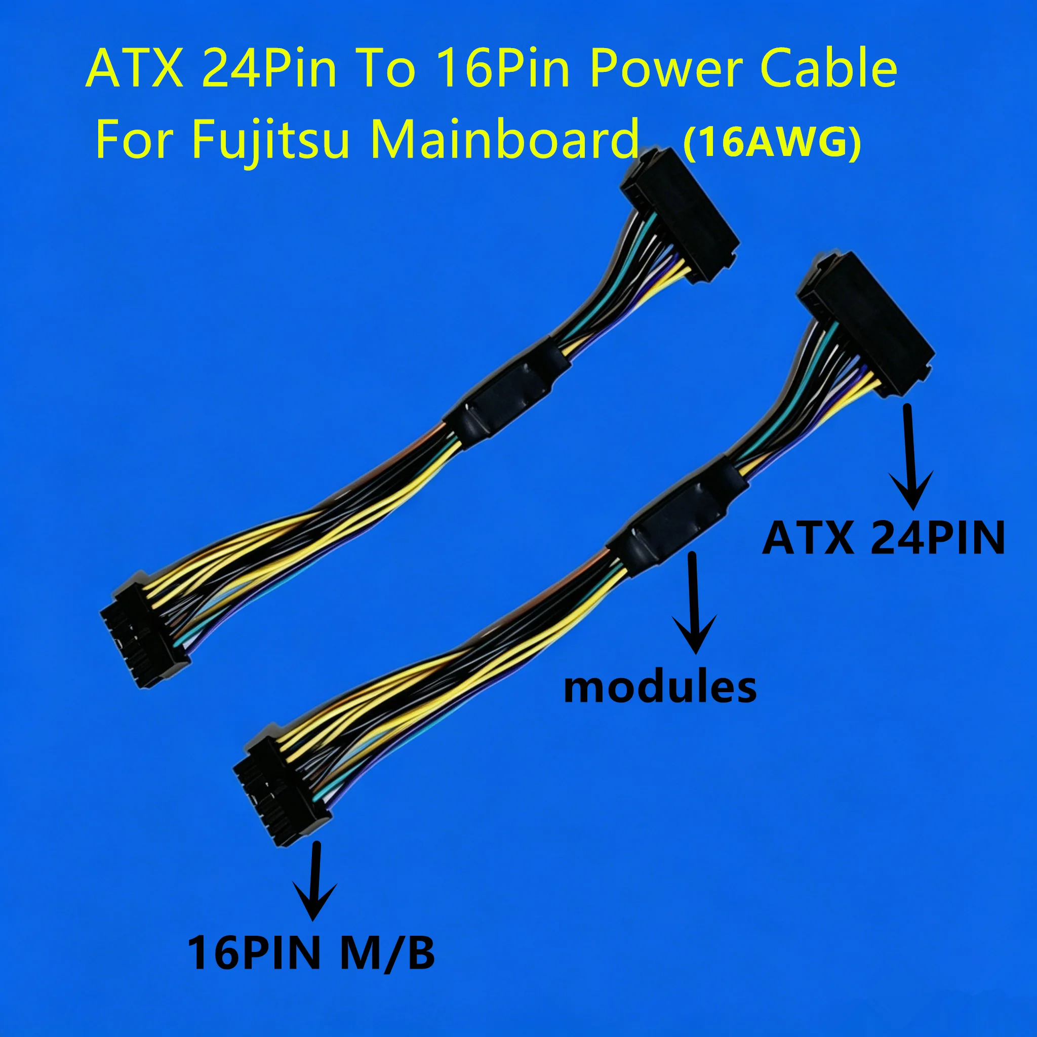 2PCS ATX 24Pin To 16PIN Motherboard Adapter Power Cable with Module 24 16 PIN Cord For Fujitsu D3230-A11 D3221-A12 D3348-A13