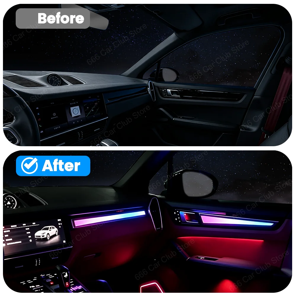 Colorful Crystal Style Atmosphere Light Suitable For Porsche Cayenne (2017-2023) LED Dynamic Decorative Light