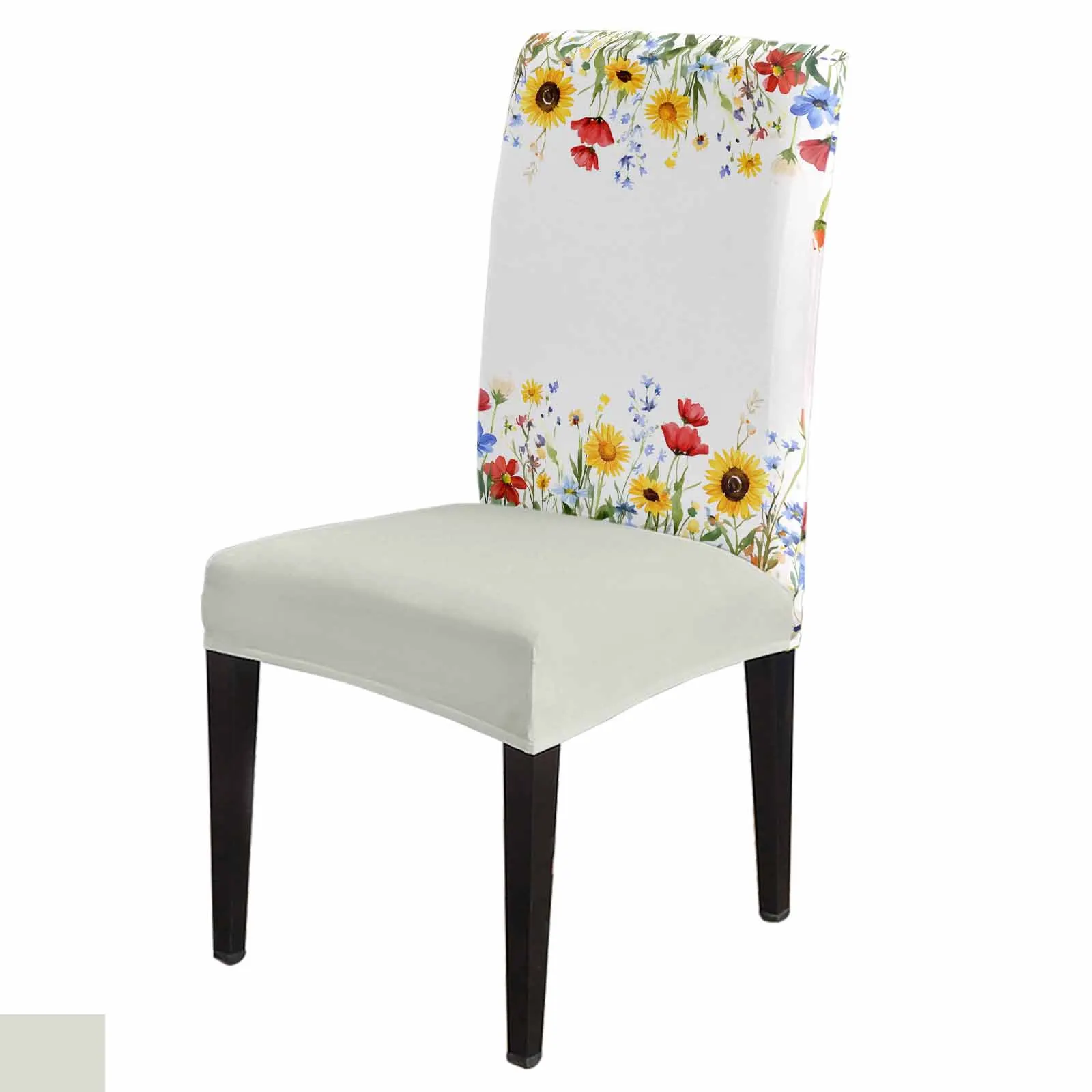 

Sunflower Red Blue Flower Chair Cover for Dining Room Kitchen Tablecloth Home Decor
