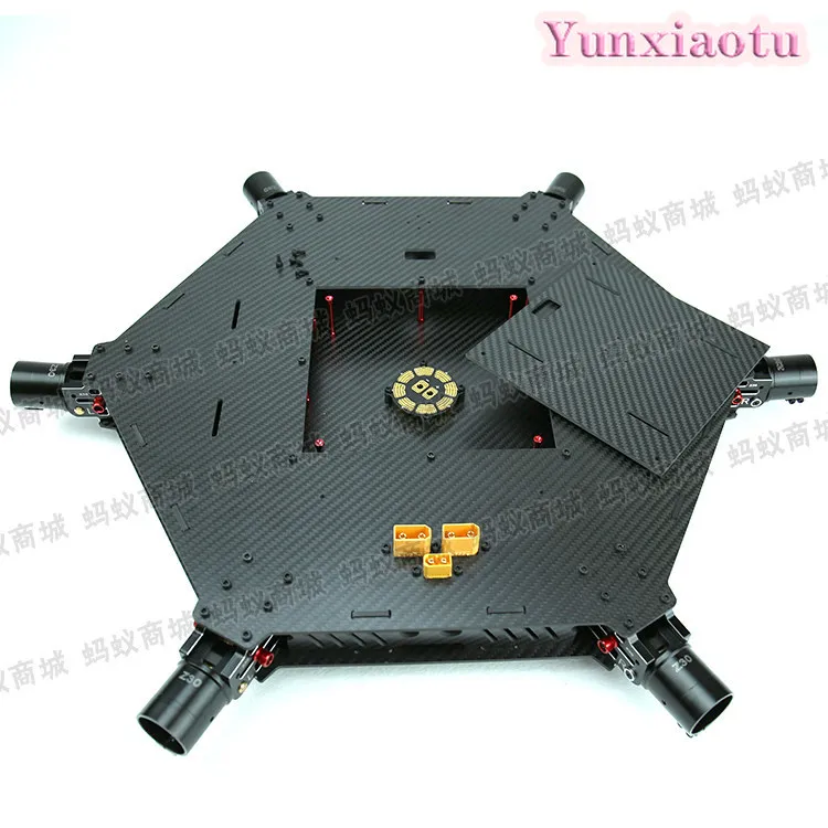 Plant Protection Large Six-axis Carbon Fiber Center Plate + 30mm Carbon Tube 3.0 Carbon Fiber Plate CNC