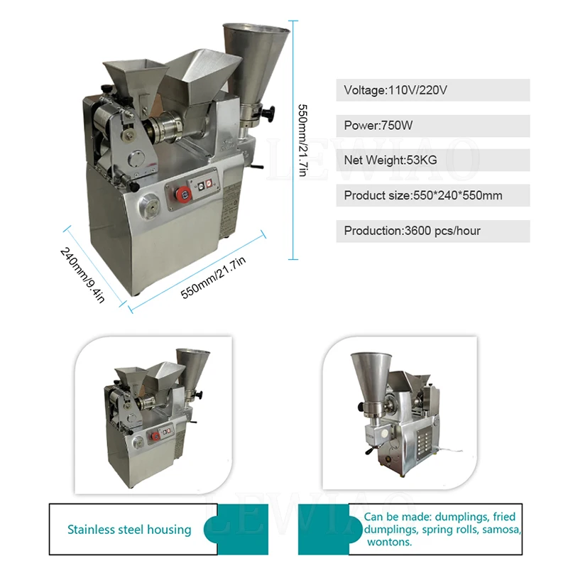 آلة زلابية أوتوماتيكية آلة صنع السمبوسك بيلميني رافيولي الربيعية الكبيرة