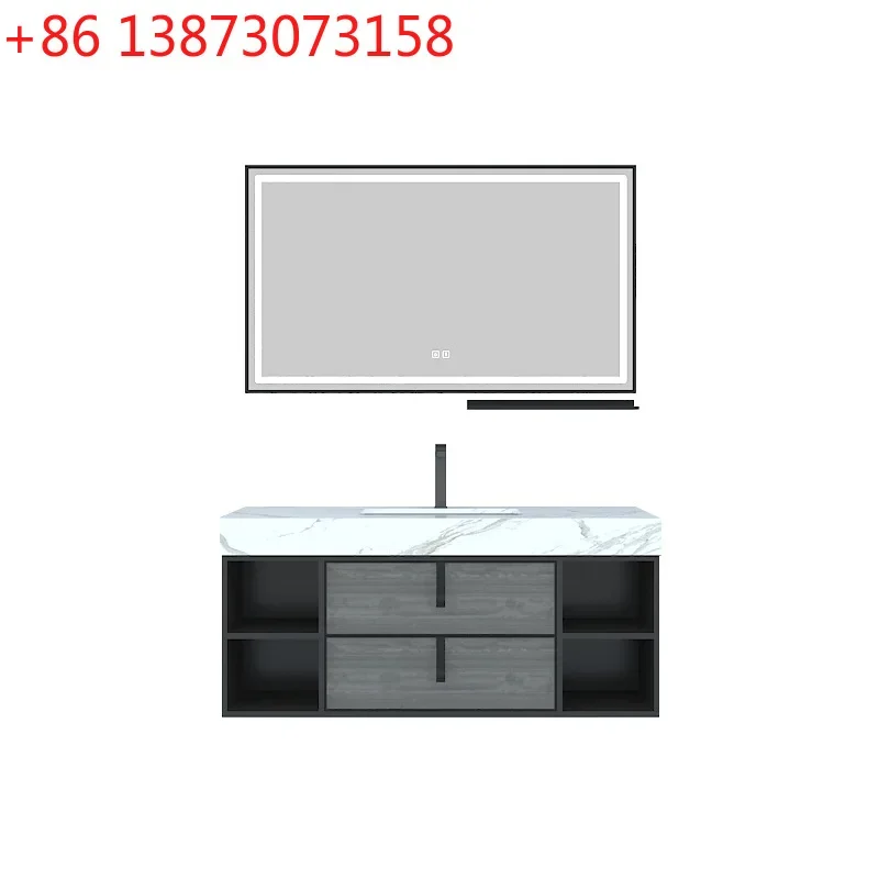 Slate integrated floor-to-ceiling bathroom cabinet set, bathroom, sink, face wash mirror, smart bathroom