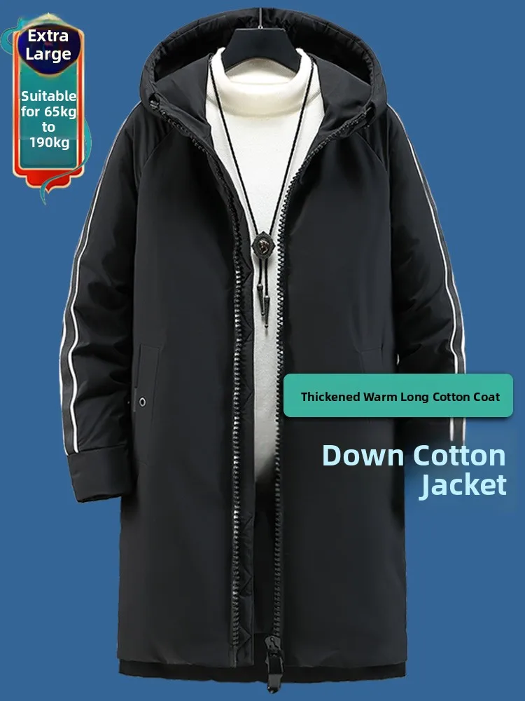 

Extra Large Size Men's down Cotton Jaet Thi Warm Faionable plus Size 350 Pou 300 Pou Long Cotton Coat