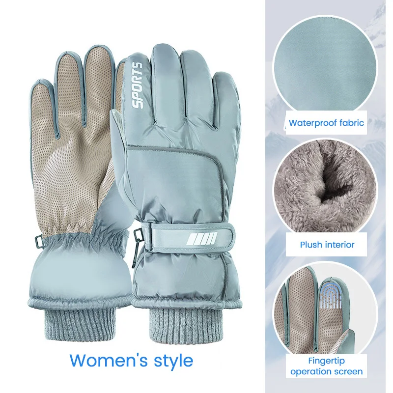 Women's Winter Warm Snowboard Ski Gloves Non-slip Touch Screen Waterproof Motorcycle Cycling Warm Snow Sports Thicken Gloves